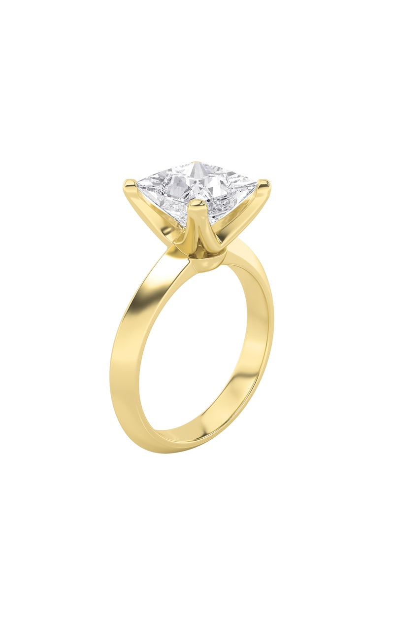 1Cttw Princess Shaped Lab Grown Diamond (F/VS) Knife Edge Shank Solitaire Engagement Ring in 14K Gold