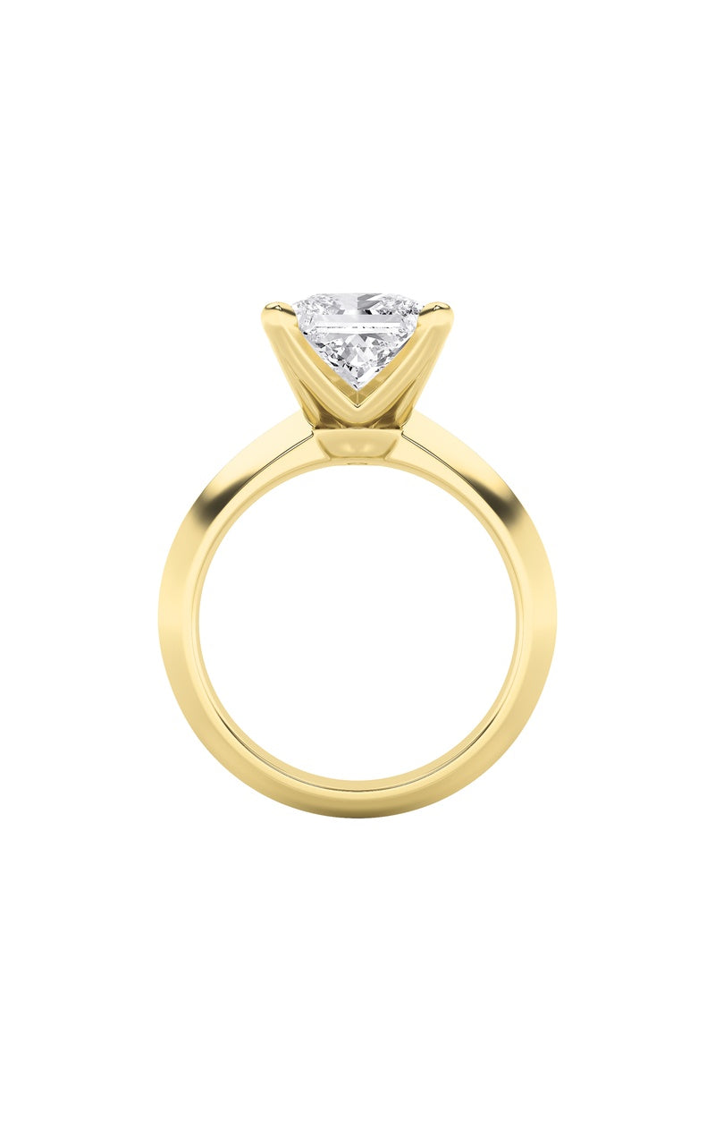 1Cttw Princess Shaped Lab Grown Diamond (F/VS) Knife Edge Shank Solitaire Engagement Ring in 14K Gold