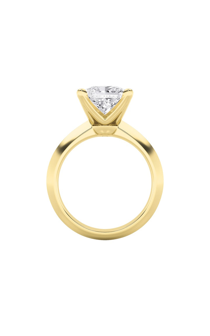 1Cttw Princess Shaped Lab Grown Diamond (F/VS) Knife Edge Shank Solitaire Engagement Ring in 14K Gold