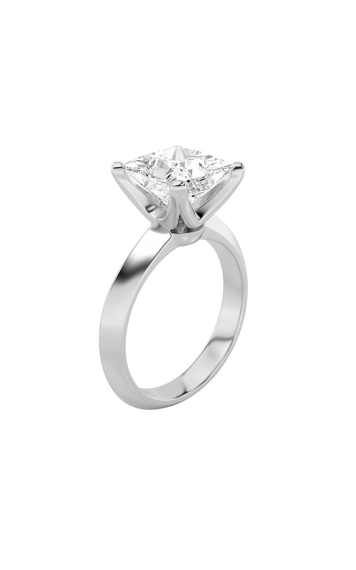 2Cttw Princess Shaped Lab Grown Diamond (F/VS) Knife Edge Shank Solitaire Engagement Ring in 14K Gold