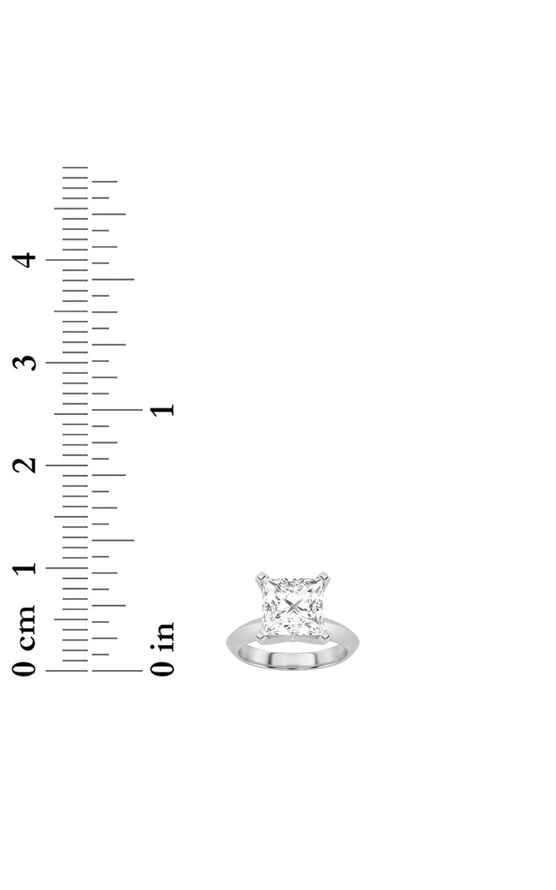 3Cttw Princess Shaped Lab Grown Diamond (F/VS) Knife Edge Shank Solitaire Engagement Ring in 14K Gold