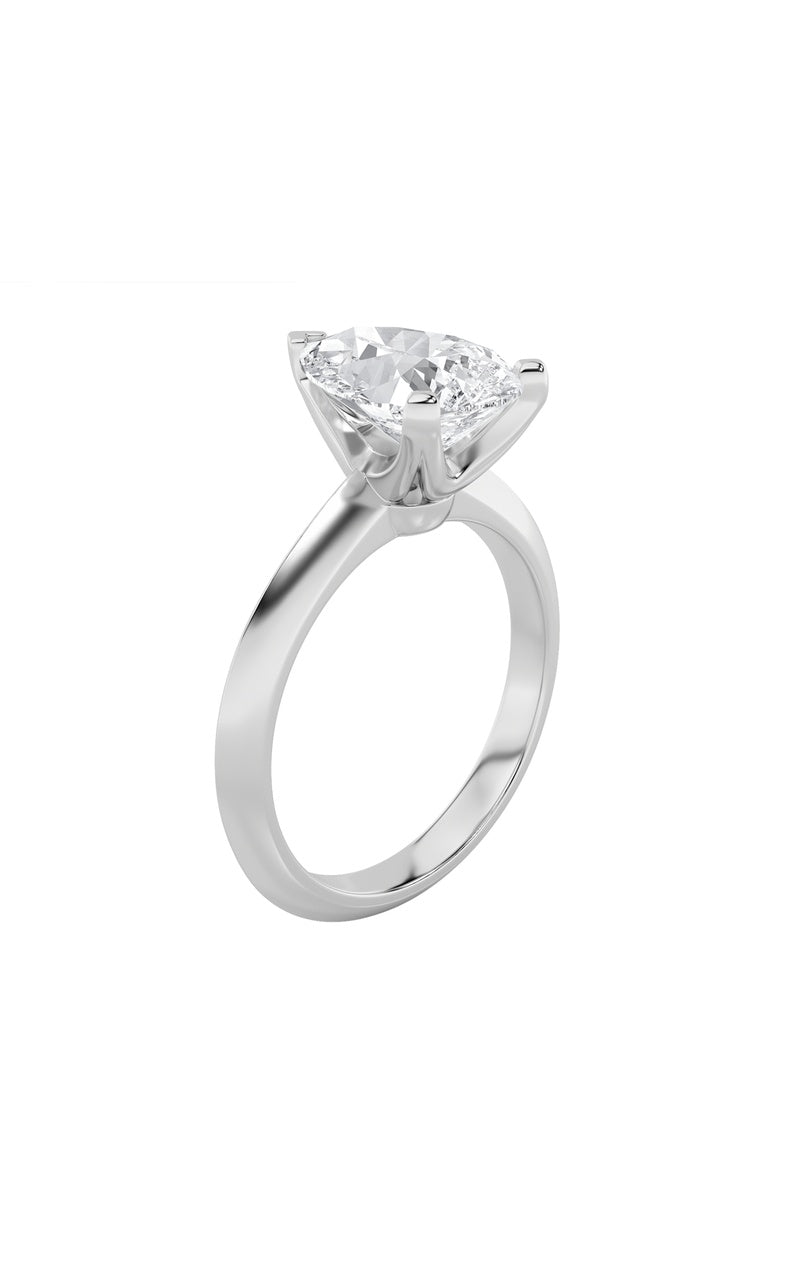 1Cttw Pear Shaped Lab Grown Diamond (F/VS) Knife Edge Shank Solitaire Engagement Ring in 14K Gold