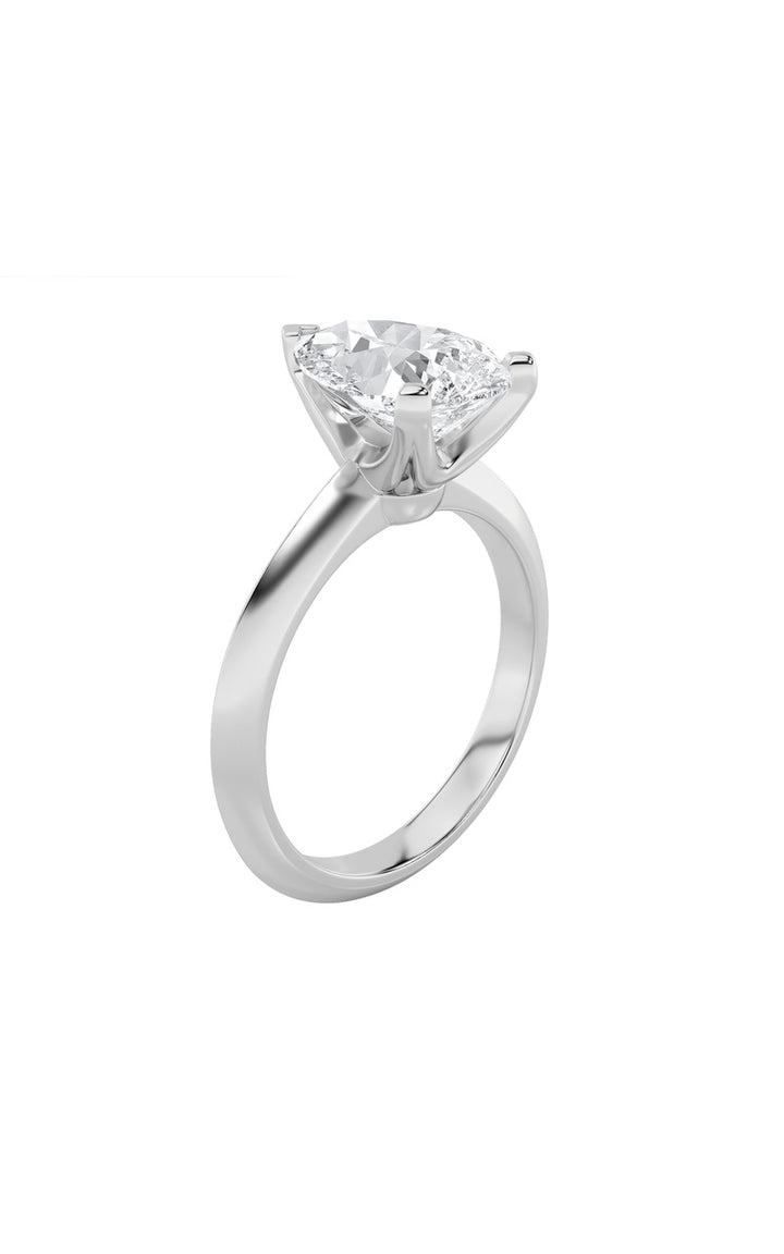 1Cttw Pear Shaped Lab Grown Diamond (F/VS) Knife Edge Shank Solitaire Engagement Ring in 14K Gold