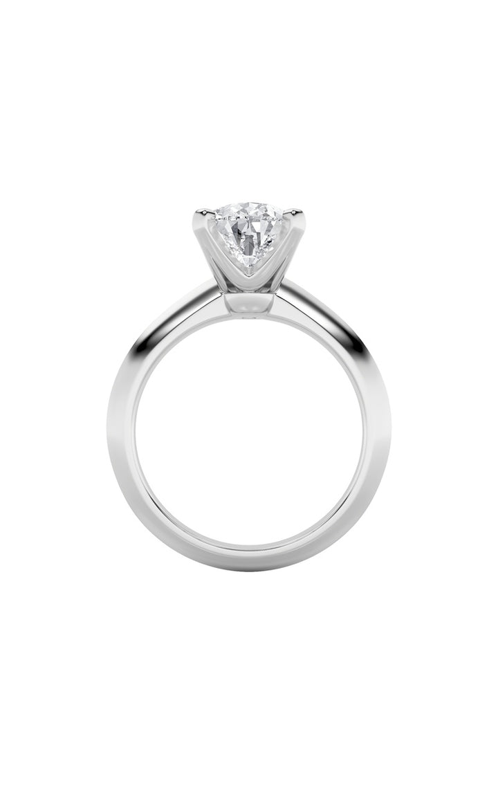 1Cttw Pear Shaped Lab Grown Diamond (F/VS) Knife Edge Shank Solitaire Engagement Ring in 14K Gold