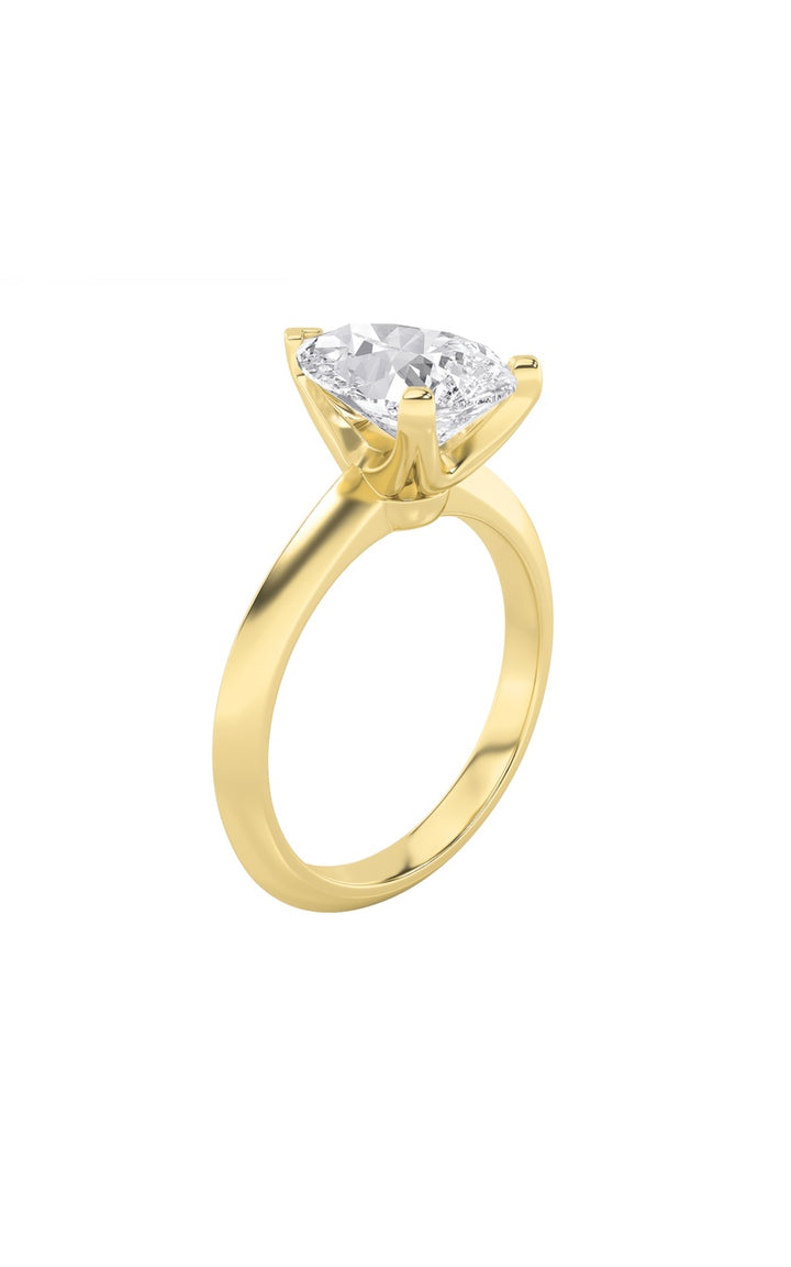 2CTW Pear Shaped Lab Grown Diamond (F/VS) Knife Edge Shank Solitaire Engagement Ring in 14K Gold