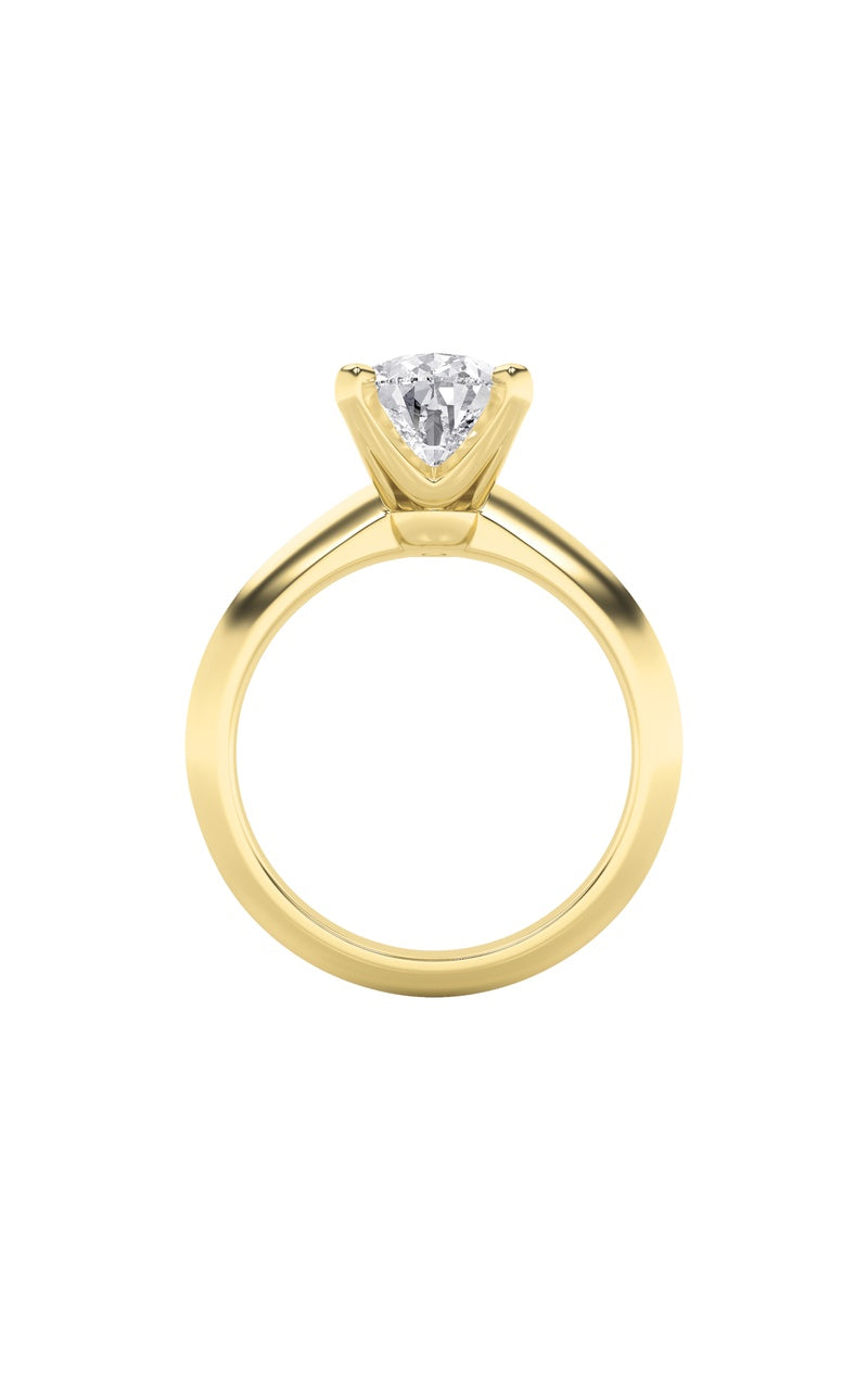 2Cttw Pear Shaped Lab Grown Diamond (F/VS) Knife Edge Shank Solitaire Engagement Ring in 14K Gold