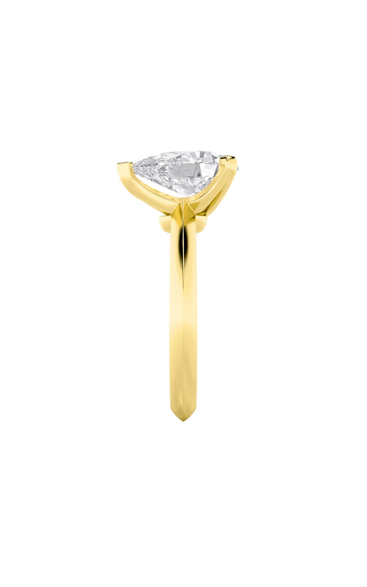 2Cttw Pear Shaped Lab Grown Diamond (F/VS) Knife Edge Shank Solitaire Engagement Ring in 14K Gold
