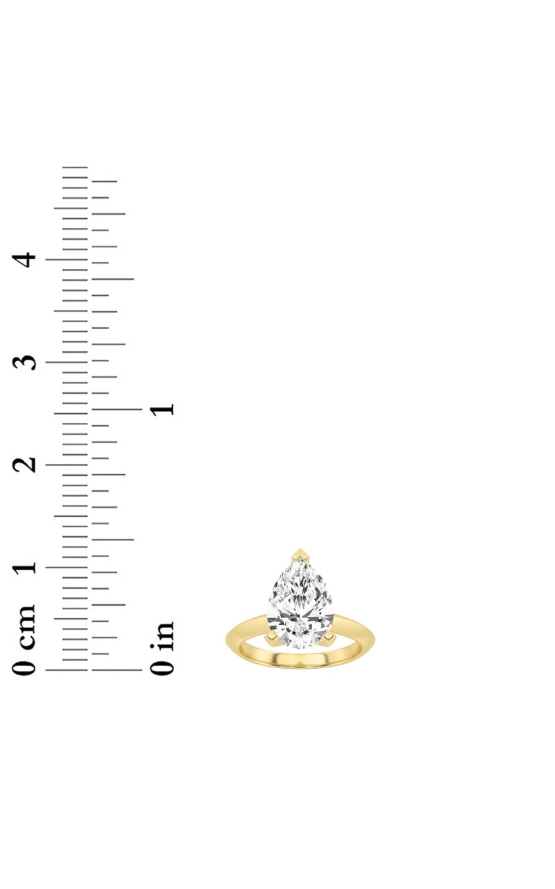 2CTW Pear Shaped Lab Grown Diamond (F/VS) Knife Edge Shank Solitaire Engagement Ring in 14K Gold