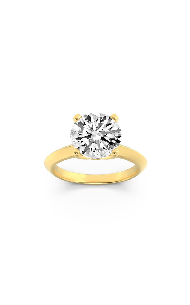 1Cttw Round Shaped Lab Grown Diamond (F/VS) KnifeEdge Shank Solitaire Engagement Ring in 14K Gold