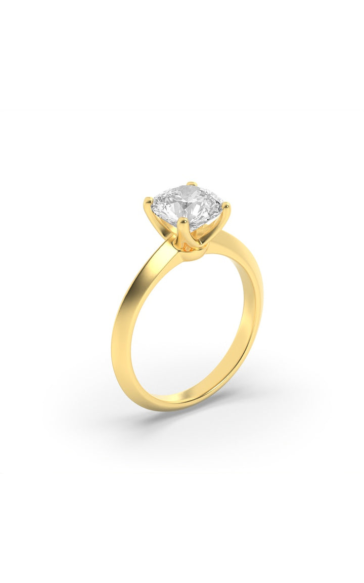 2Cttw Round Shaped Lab Grown Diamond (F/VS) KnifeEdge Shank Solitaire Engagement Ring in 14K Gold