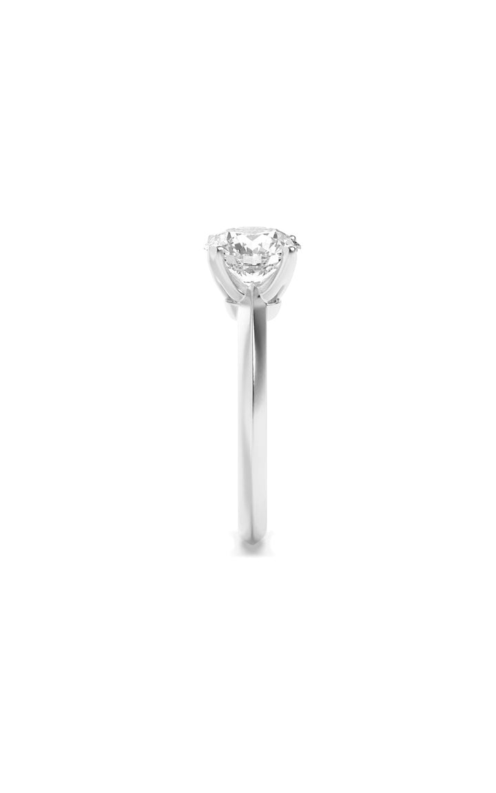3Cttw Round Shaped Lab Grown Diamond (F/VS) KnifeEdge Shank Solitaire Engagement Ring in 14K Gold