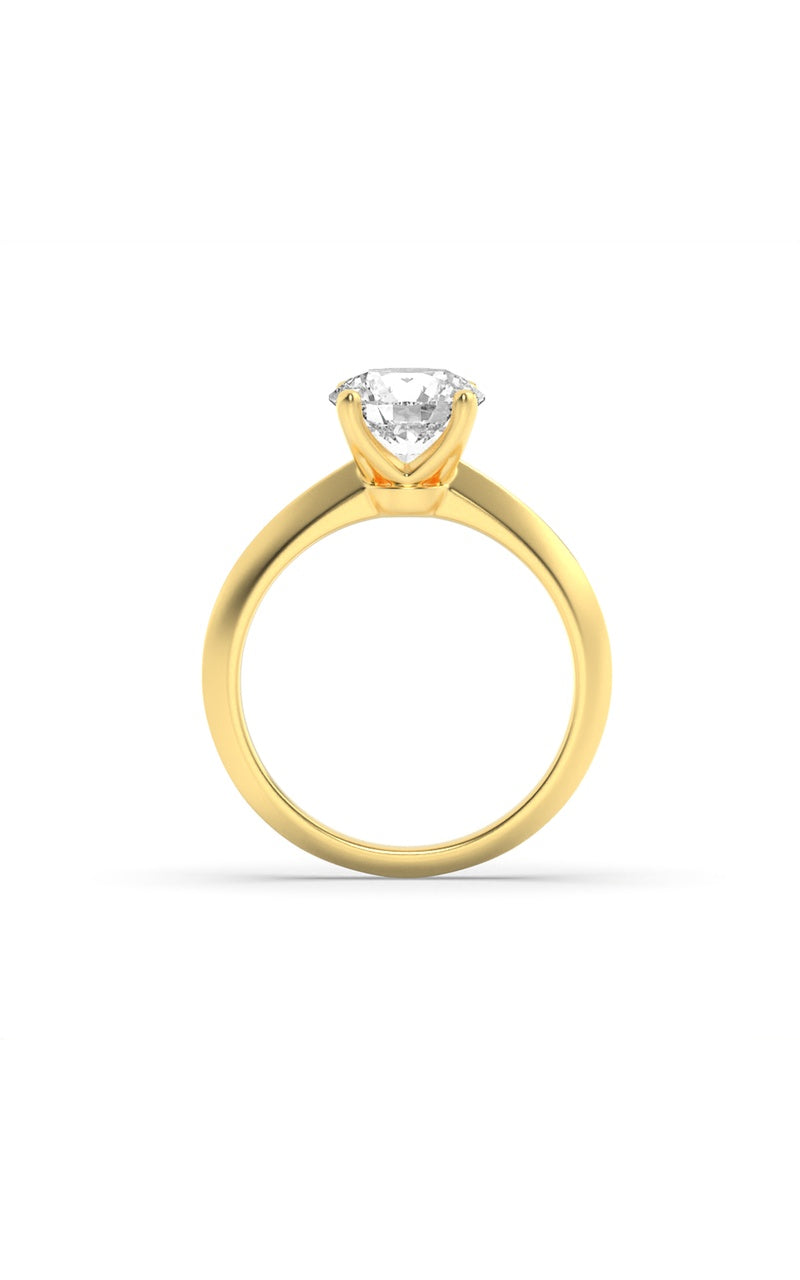 3Cttw Round Shaped Lab Grown Diamond (F/VS) KnifeEdge Shank Solitaire Engagement Ring in 14K Gold