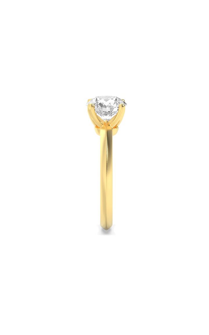 3Cttw Round Shaped Lab Grown Diamond (F/VS) KnifeEdge Shank Solitaire Engagement Ring in 14K Gold
