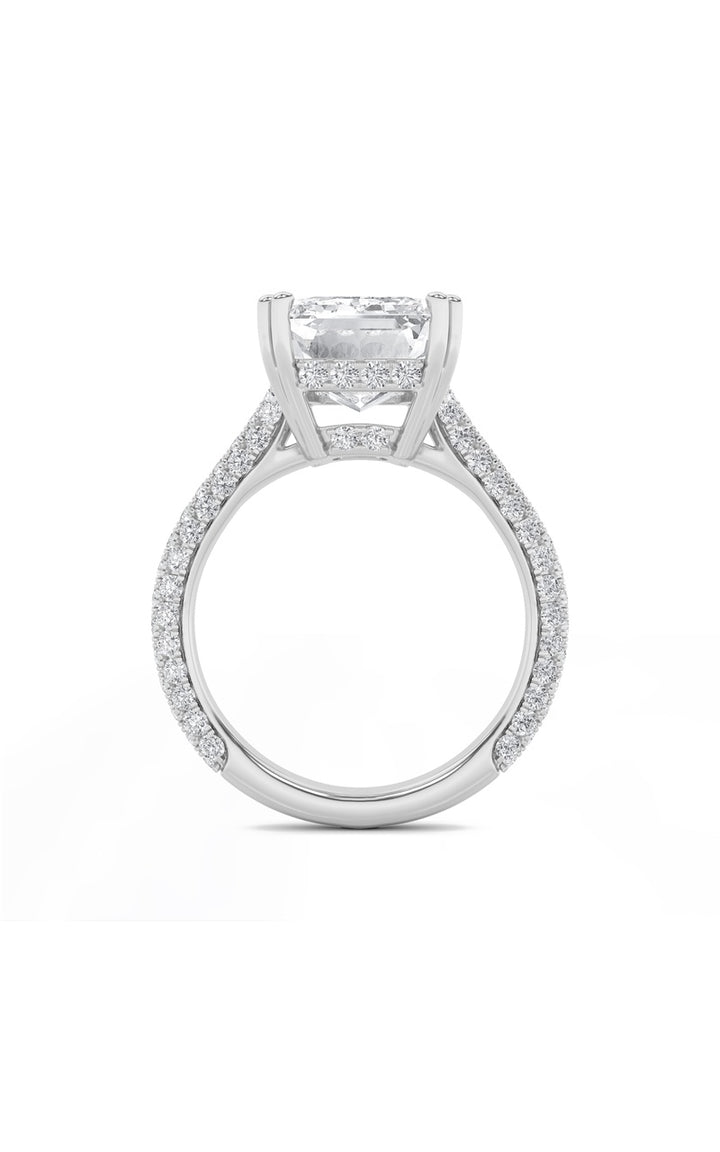 8Cttw Emerald Shaped Lab Grown Diamond (F/VS) Bold Accented Engagement Ring in 14K Gold