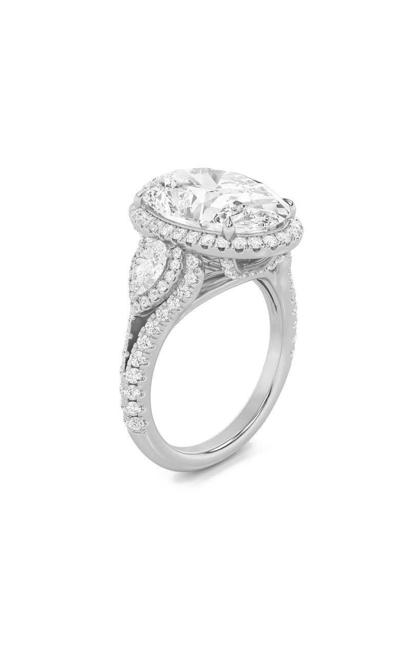 7.25Cttw Oval Shaped Lab Grown Diamond (F/VS) Bold Accented Engagement Ring in 14K Gold