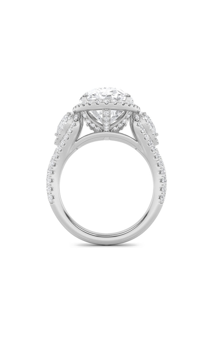 7.25Cttw Oval Shaped Lab Grown Diamond (F/VS) Bold Accented Engagement Ring in 14K Gold