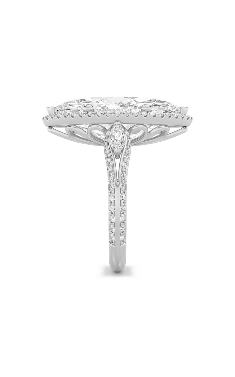 9Cttw Marquise Shaped Lab Grown Diamond (F/VS) Bold Statement Accented  Ring in 14K Gold