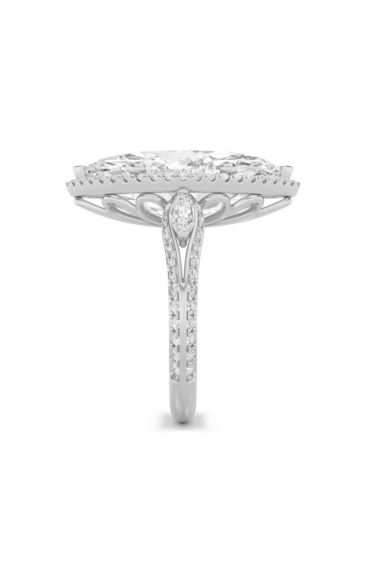 9Cttw Marquise Shaped Lab Grown Diamond (F/VS) Bold Statement Accented  Ring in 14K Gold