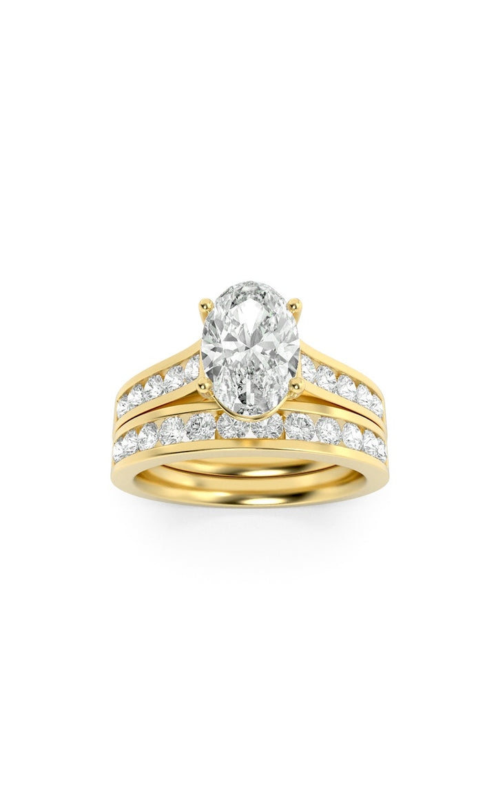 2Cttw Oval Shaped Lab Grown Diamond (G/VS) Channel Set Bridal Engagement Ring in 10K Gold
