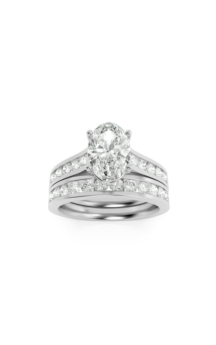 2Cttw Oval Shaped Lab Grown Diamond (G/VS) Channel Set Bridal Engagement Ring in 10K Gold