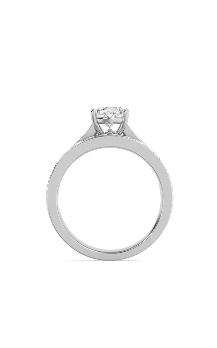 2Cttw Oval Shaped Lab Grown Diamond (G/VS) Channel Set Bridal Engagement Ring in 10K Gold