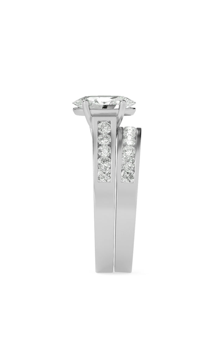2Cttw Oval Shaped Lab Grown Diamond (G/VS) Channel Set Bridal Engagement Ring in 10K Gold
