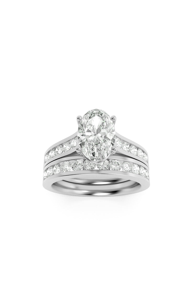 2Cttw Oval Shaped Lab Grown Diamond (G/VS) Channel Set Bridal Engagement Ring in 10K Gold