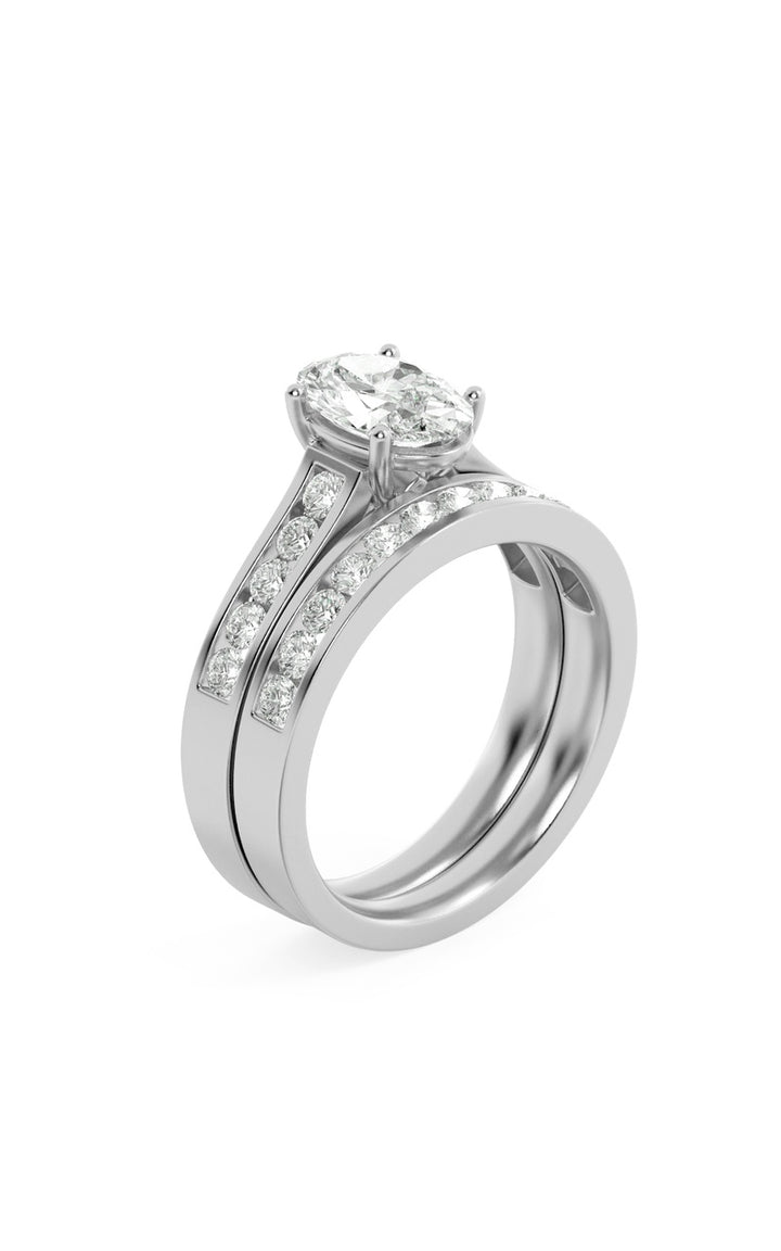 2Cttw Oval Shaped Lab Grown Diamond (G/VS) Channel Set Bridal Engagement Ring in 10K Gold