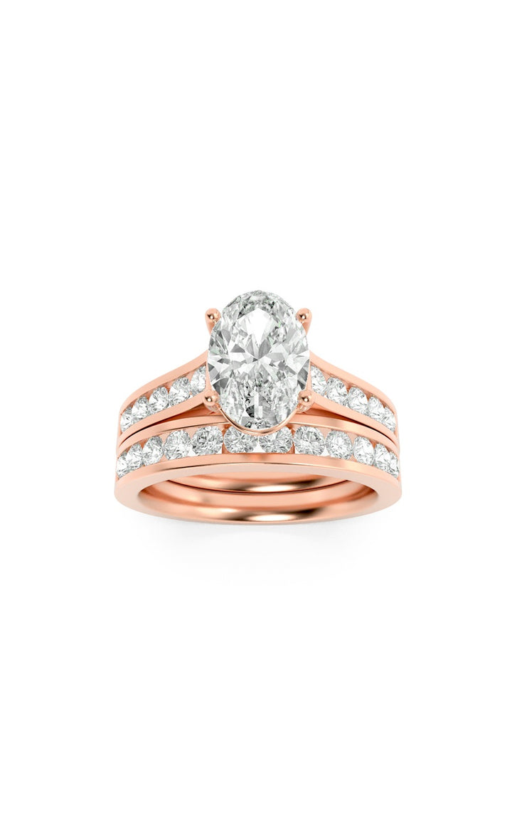 2Cttw Oval Shaped Lab Grown Diamond (G/VS) Channel Set Bridal Engagement Ring in 10K Gold