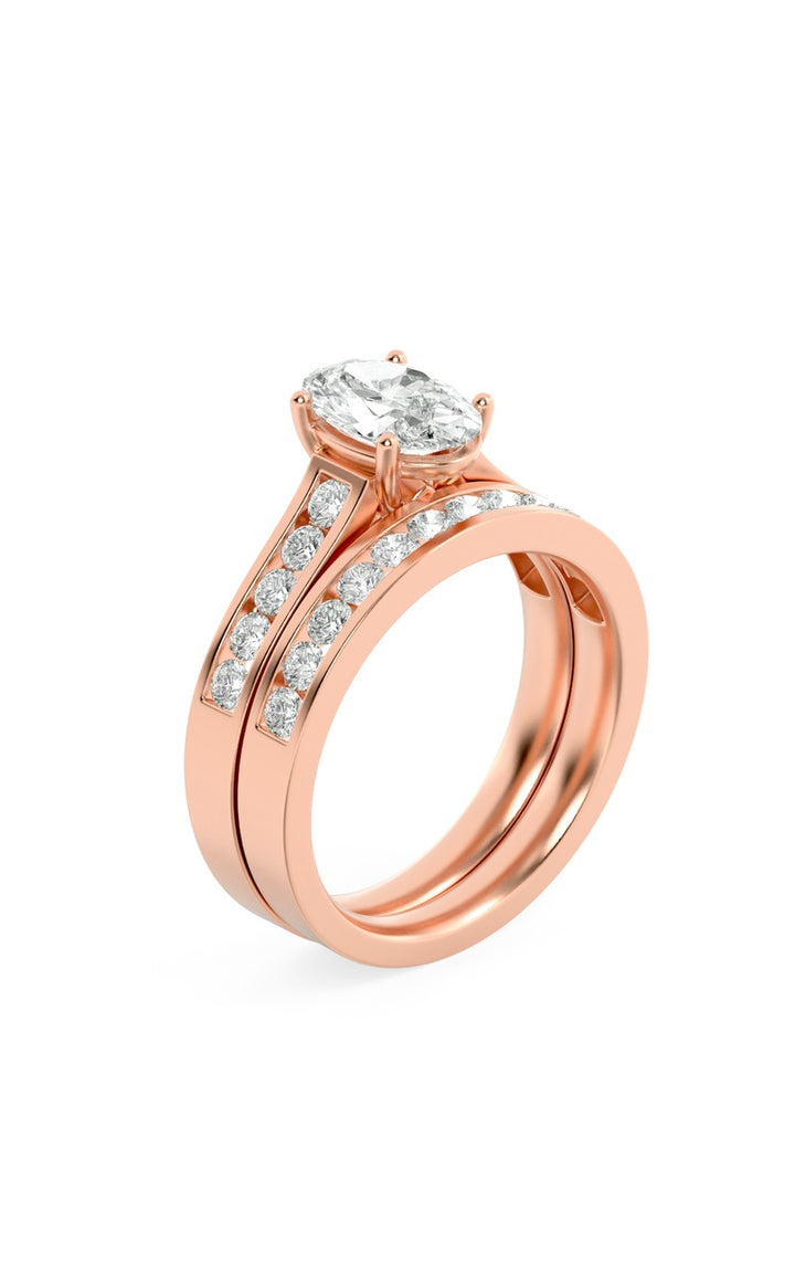 2Cttw Oval Shaped Lab Grown Diamond (G/VS) Channel Set Bridal Engagement Ring in 10K Gold