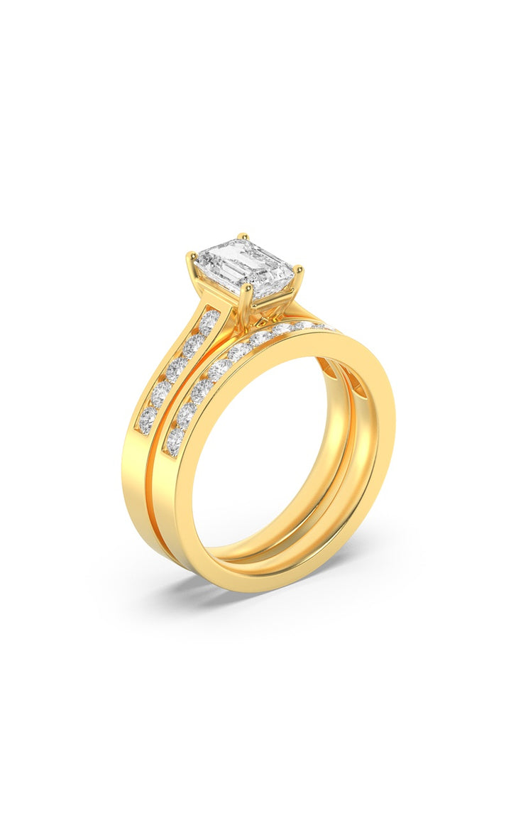 2Cttw Radiant Shaped Lab Grown Diamond (G/VS) Channel Set Bridal Engagement Ring in 10K Gold