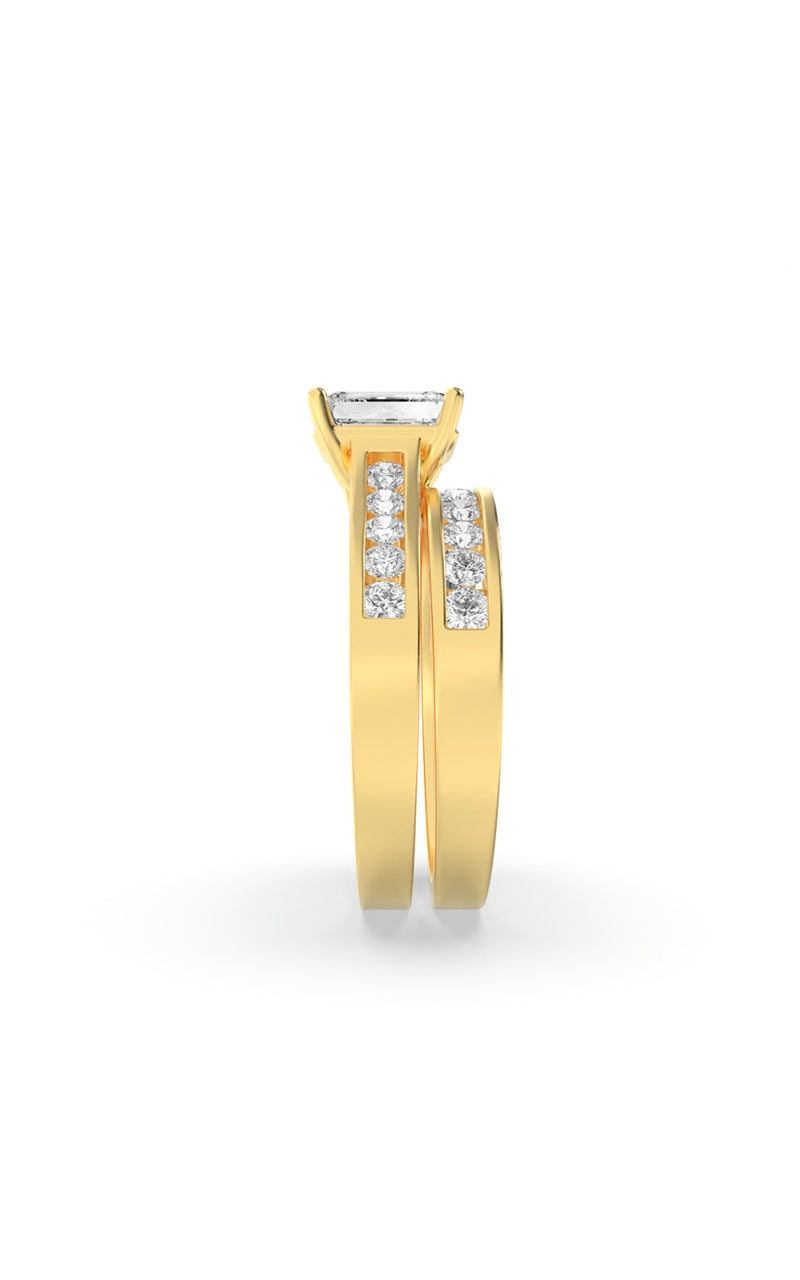 2Cttw Radiant Shaped Lab Grown Diamond (G/VS) Channel Set Bridal Engagement Ring in 10K Gold