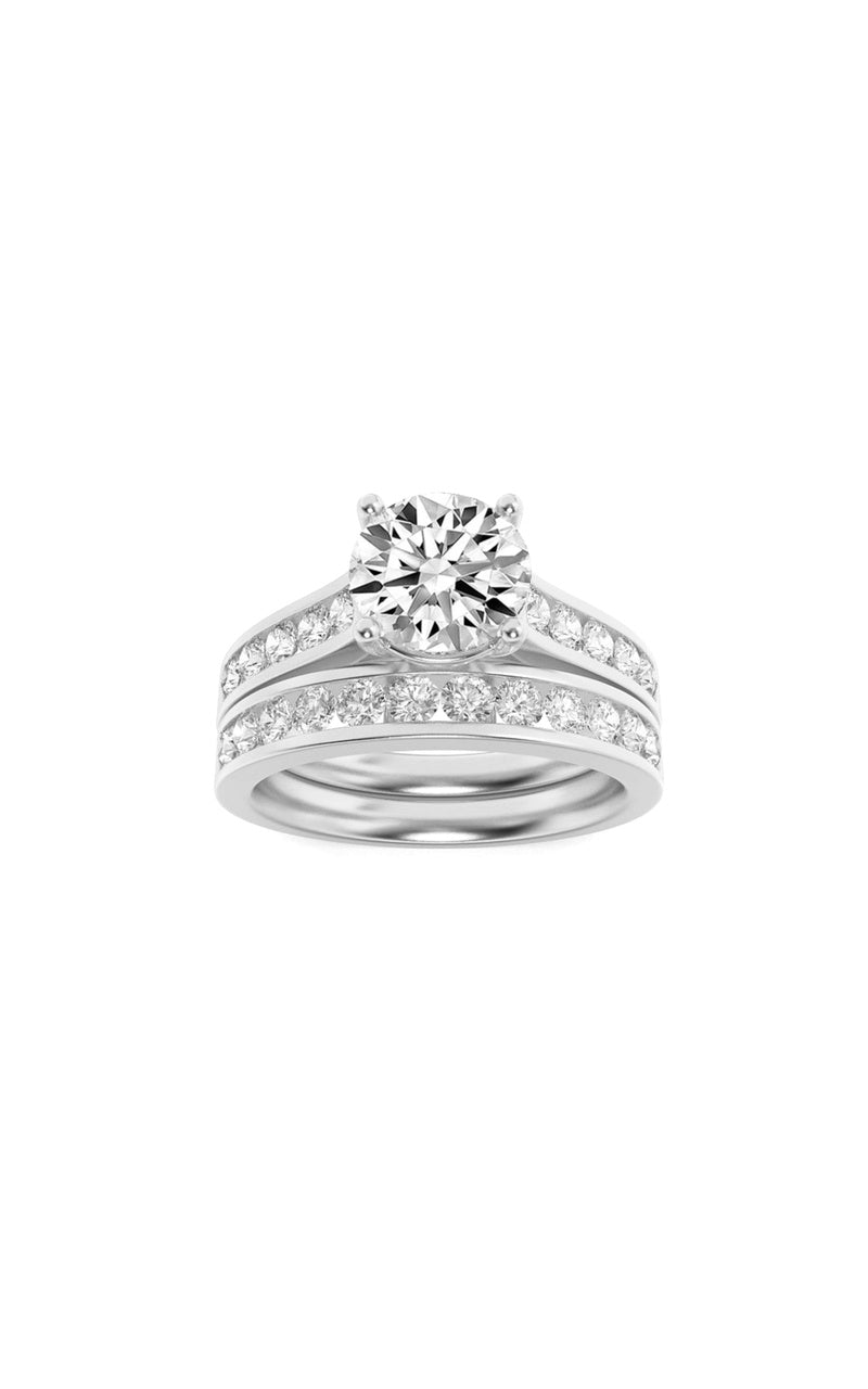 2Cttw Round Shaped Lab Grown Diamond (F/VS) Channel Set Bridal Engagement Ring in 14K Gold