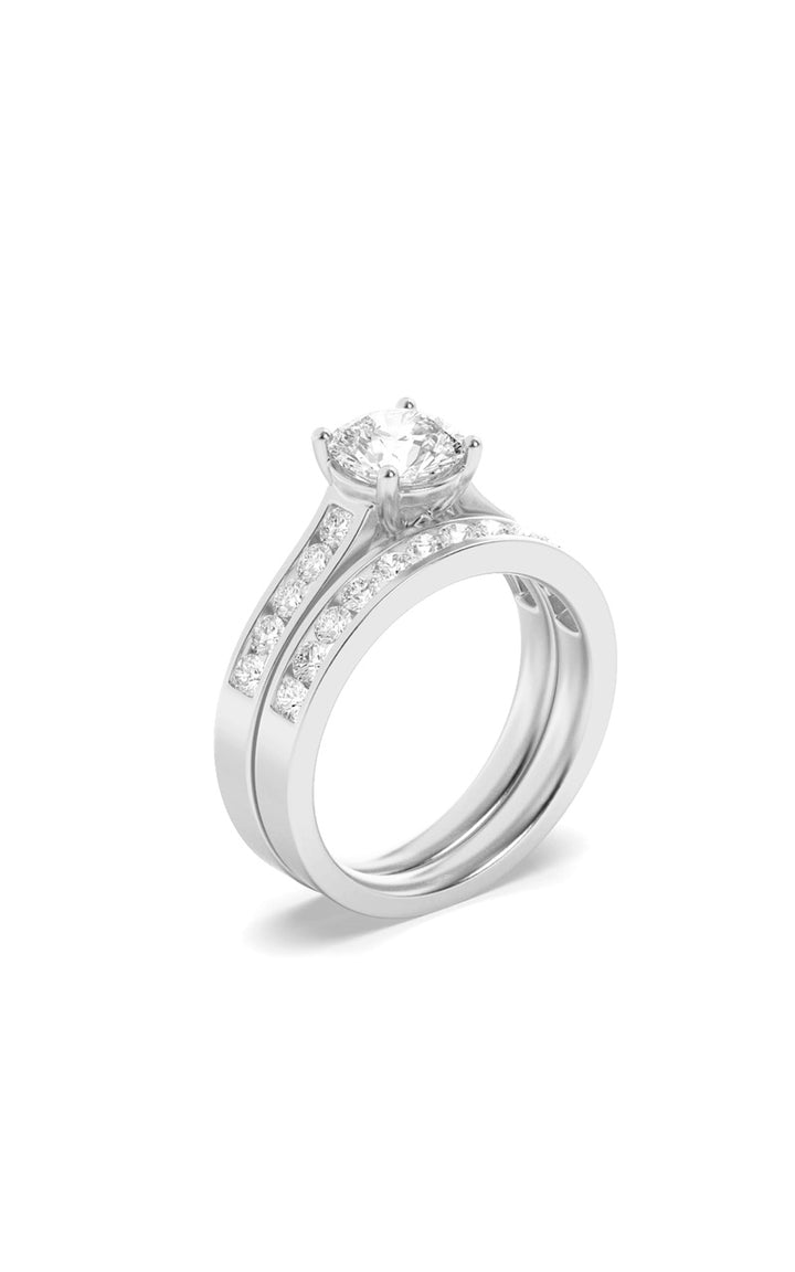 2Cttw Round Shaped Lab Grown Diamond (F/VS) Channel Set Bridal Engagement Ring in 14K Gold