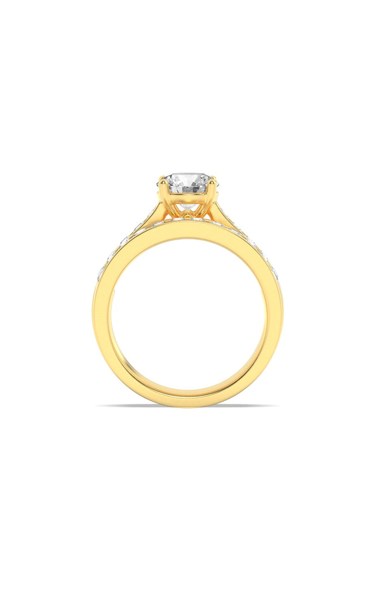 2Cttw Round Shaped Lab Grown Diamond (F/VS) Channel Set Bridal Engagement Ring in 14K Gold