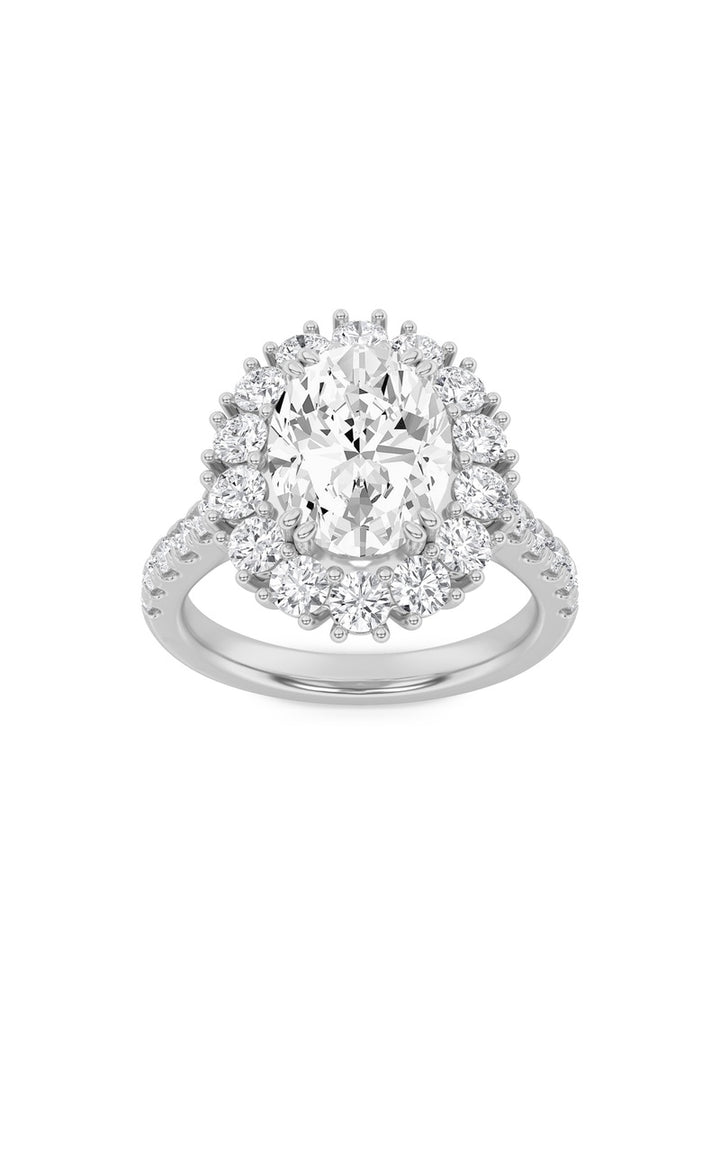 4Cttw Oval Shaped Lab Grown Diamond (F/VS) Bold Classic Engagement Ring in 14K Gold
