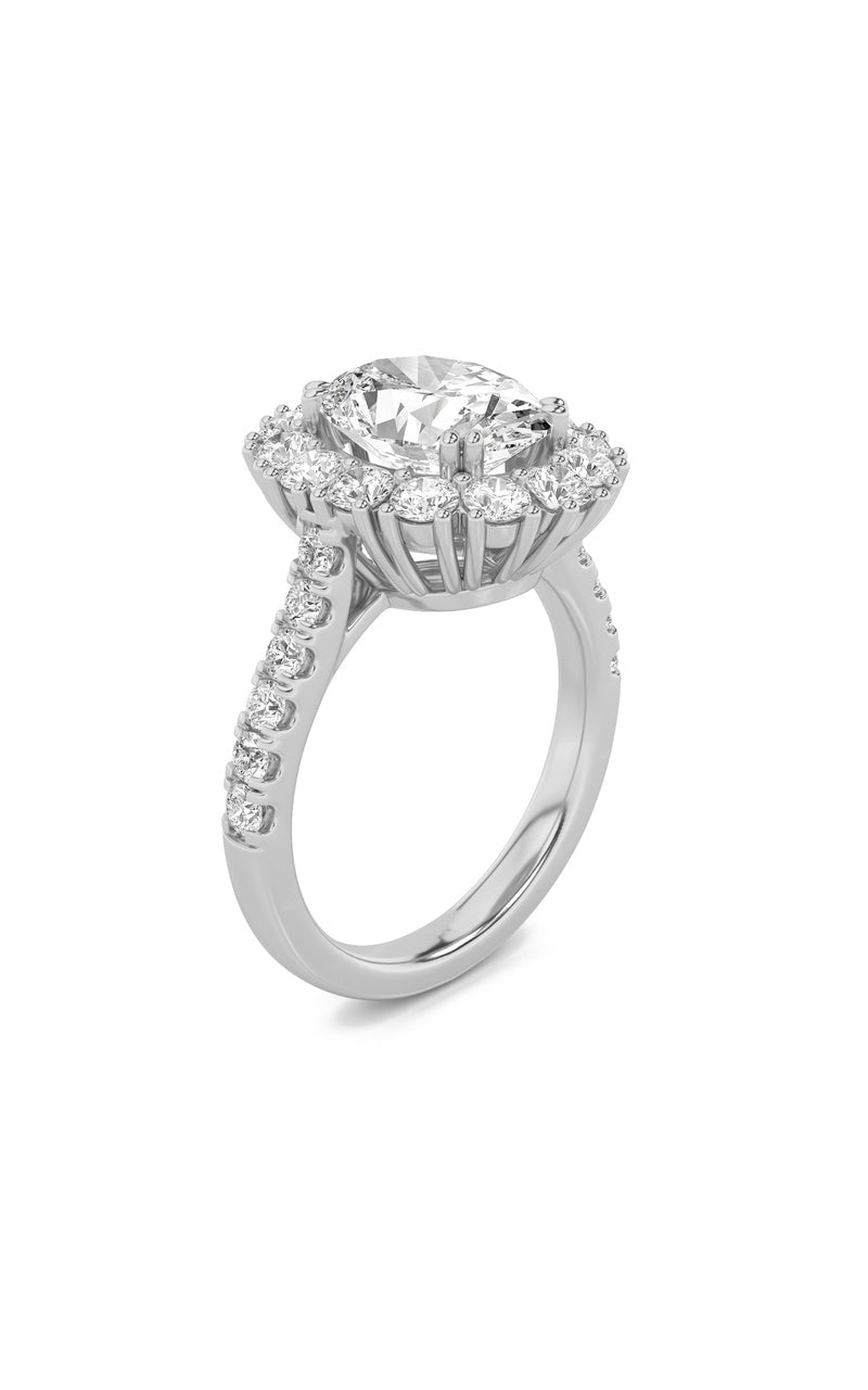 4Cttw Oval Shaped Lab Grown Diamond (F/VS) Bold Classic Engagement Ring in 14K Gold