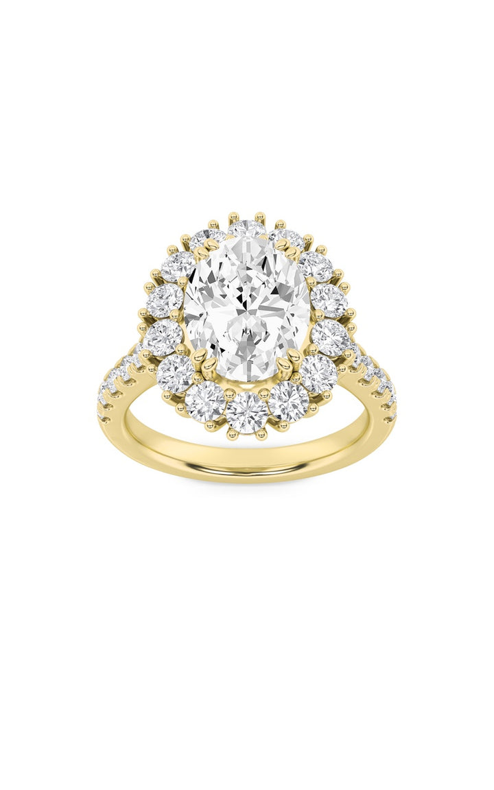 4Cttw Oval Shaped Lab Grown Diamond (F/VS) Bold Classic Engagement Ring in 14K Gold