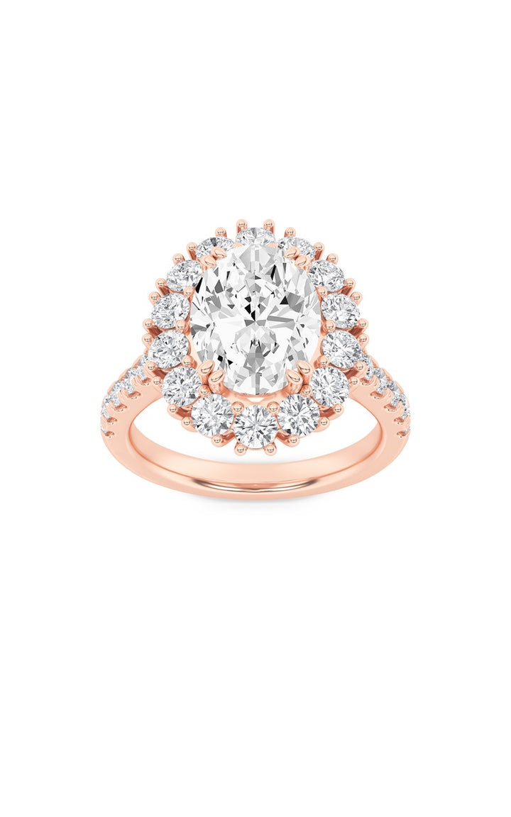 4Cttw Oval Shaped Lab Grown Diamond (F/VS) Bold Classic Engagement Ring in 14K Gold