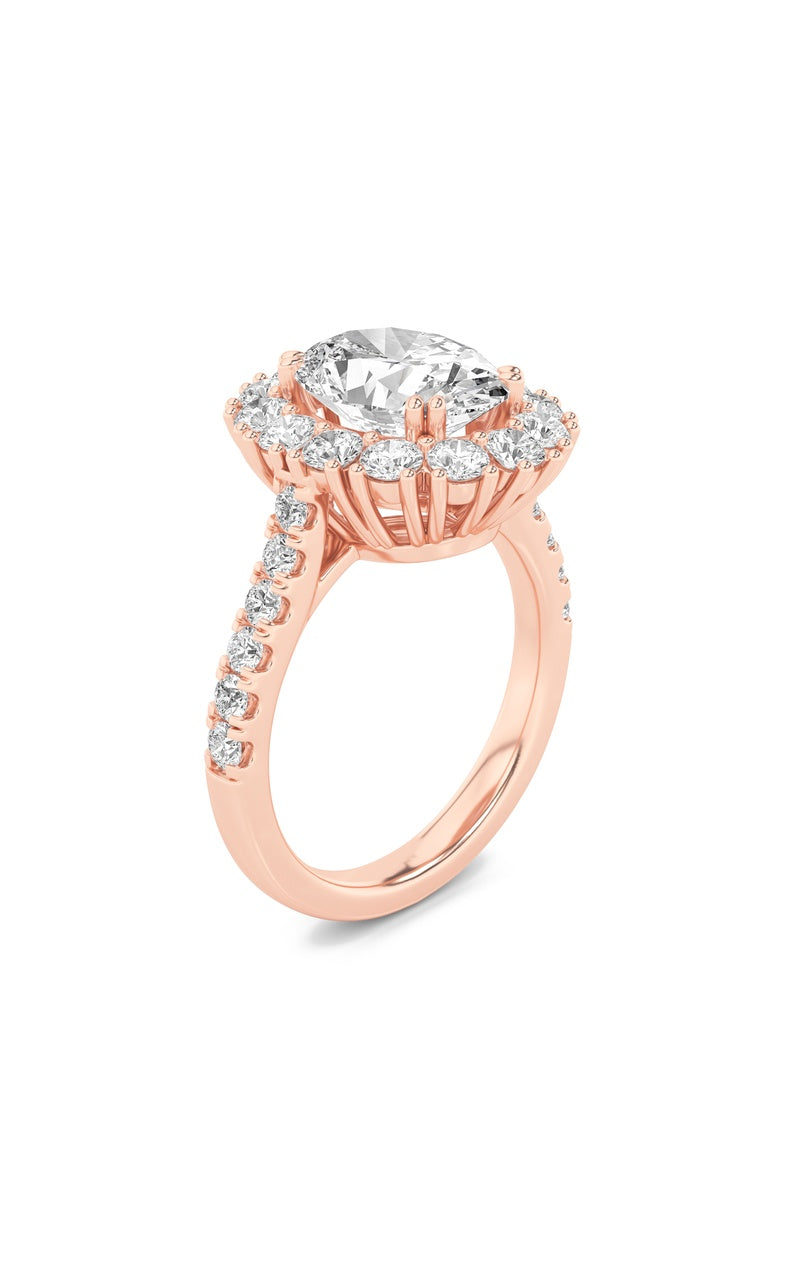 4Cttw Oval Shaped Lab Grown Diamond (F/VS) Bold Classic Engagement Ring in 14K Gold