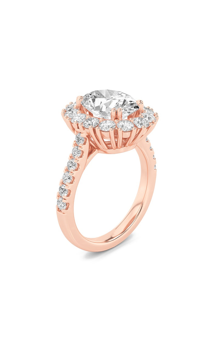 4Cttw Oval Shaped Lab Grown Diamond (F/VS) Bold Classic Engagement Ring in 14K Gold