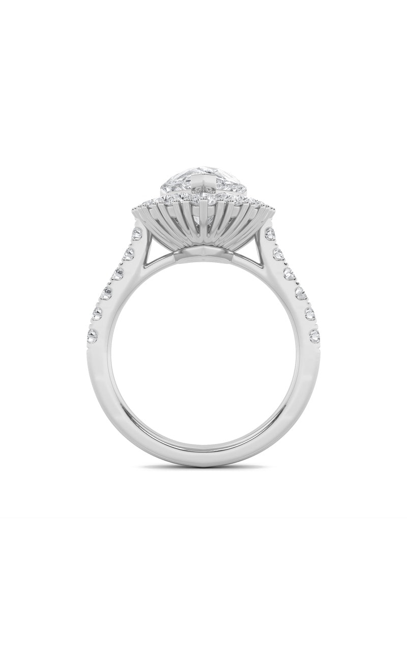 4Cttw Pear Shaped Lab Grown Diamond (F/VS) Bold Classic Engagement Ring in 14K Gold