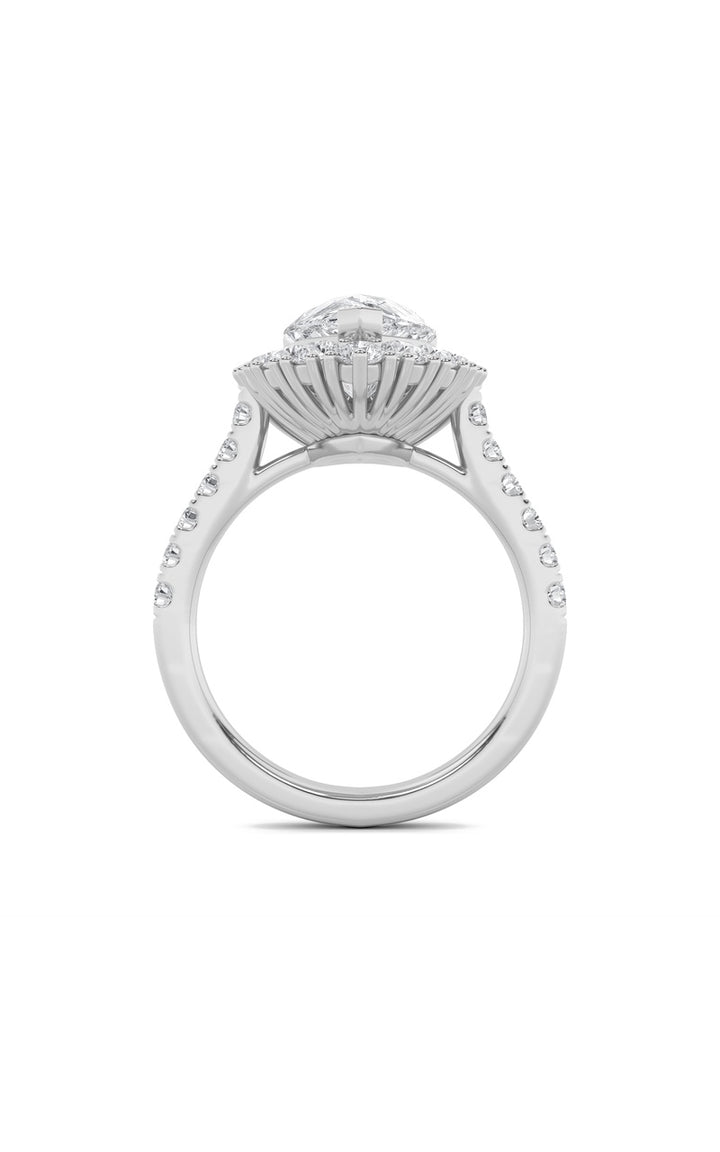 4Cttw Pear Shaped Lab Grown Diamond (F/VS) Bold Classic Engagement Ring in 14K Gold