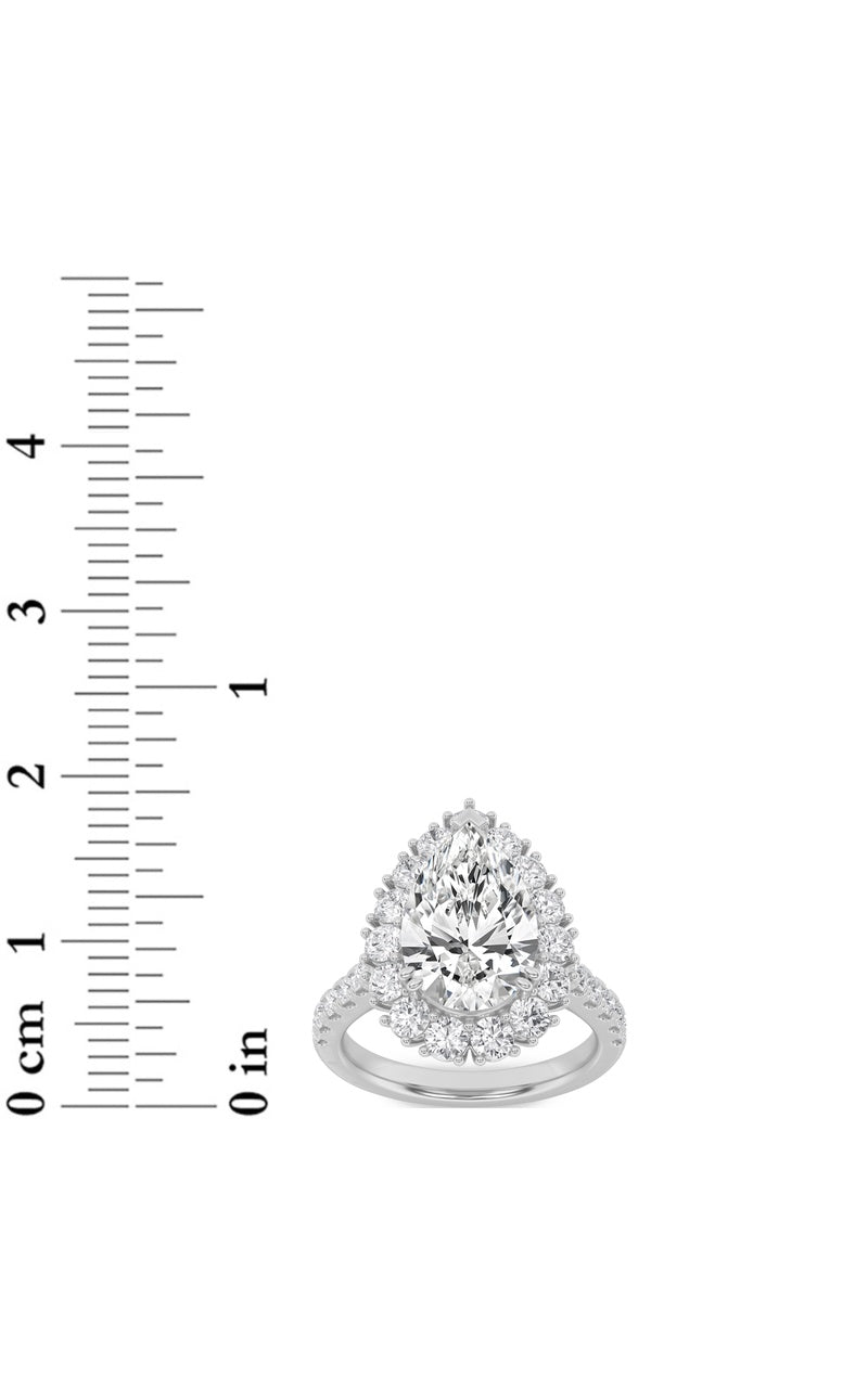 4Cttw Pear Shaped Lab Grown Diamond (F/VS) Bold Classic Engagement Ring in 14K Gold