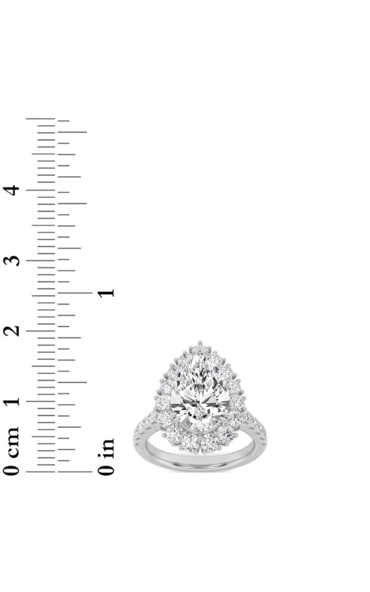 4Cttw Pear Shaped Lab Grown Diamond (F/VS) Bold Classic Engagement Ring in 14K Gold