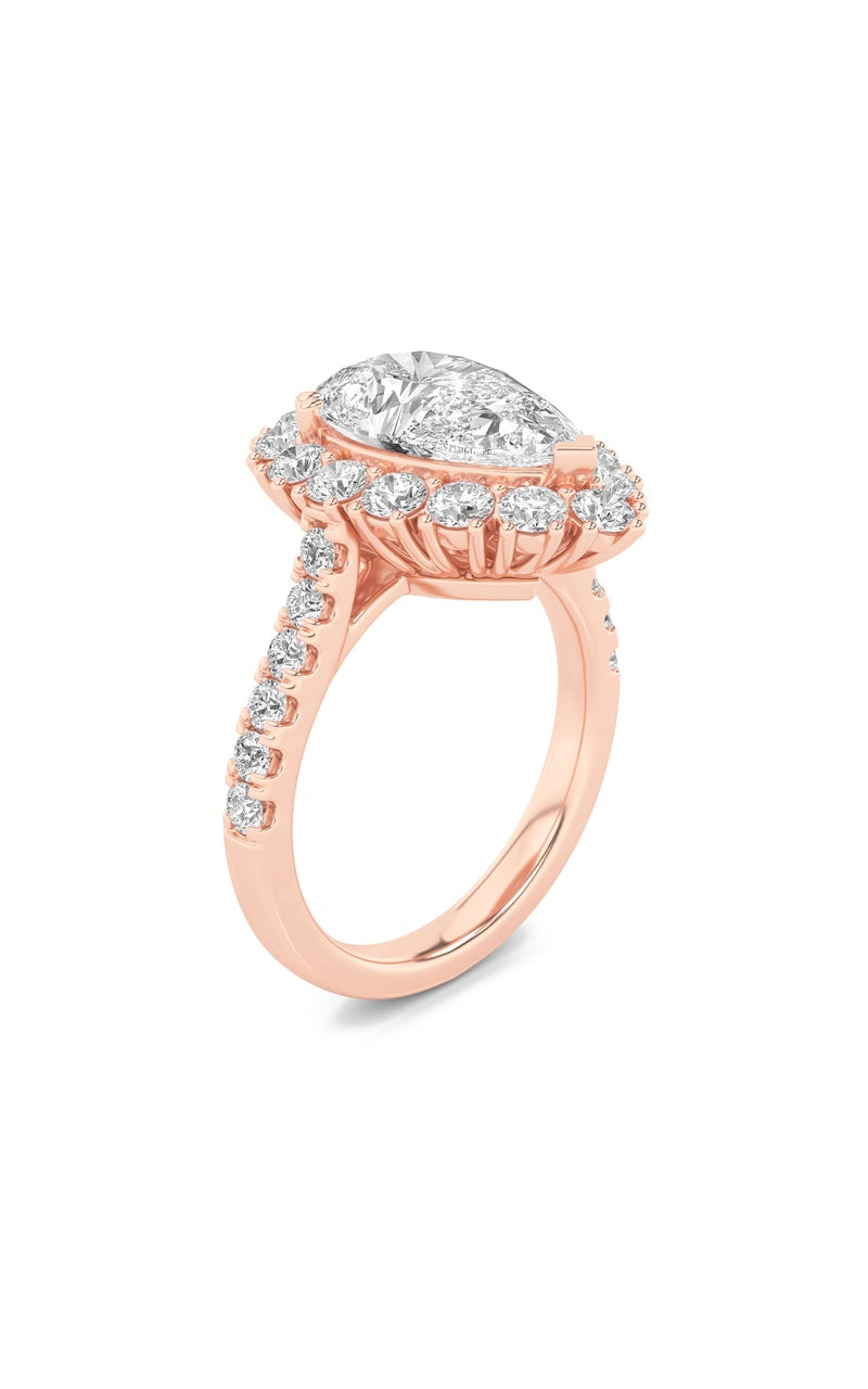 4Cttw Pear Shaped Lab Grown Diamond (F/VS) Bold Classic Engagement Ring in 14K Gold