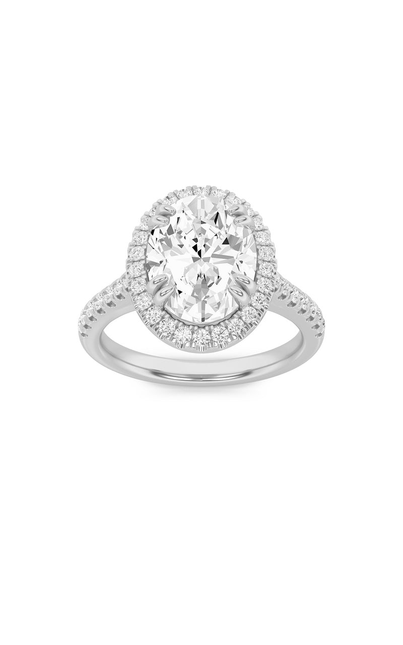 3Cttw Oval Shaped Lab Grown Diamond (F/VS) Classic Halo Accented Engagement Ring in 14K Gold