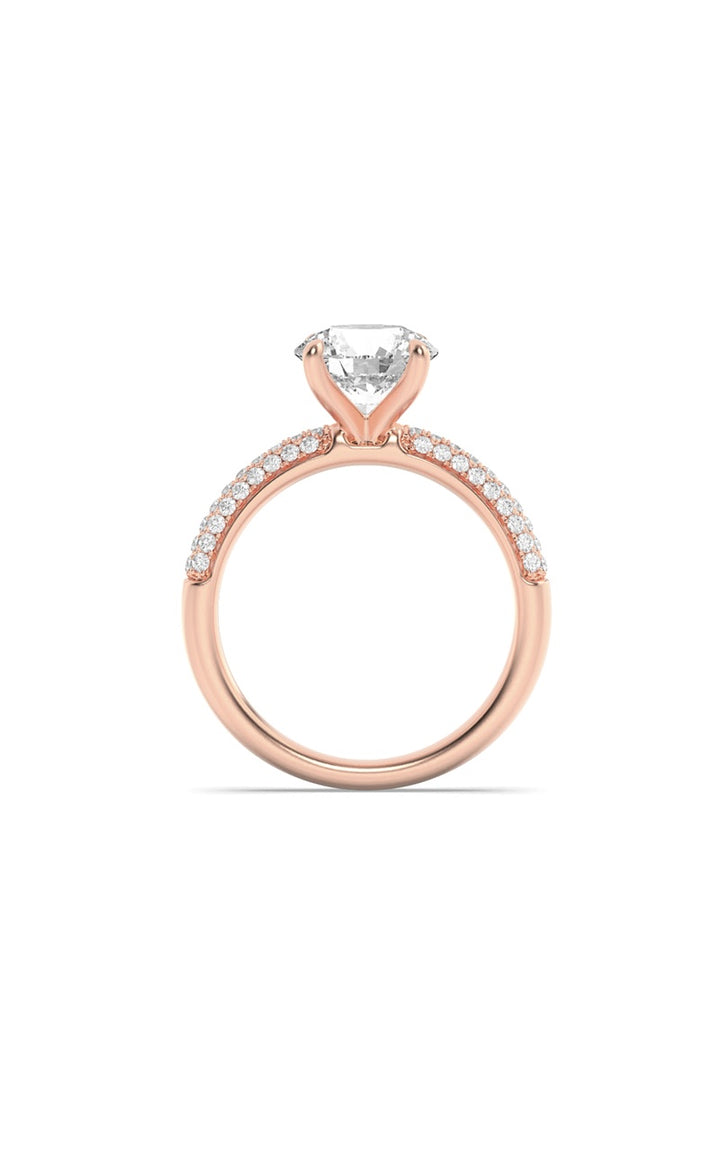 2.5Cttw Round Shaped Lab Grown Diamond (F/VS) Three Row Micro Pave Engagement Ring in 14K Gold