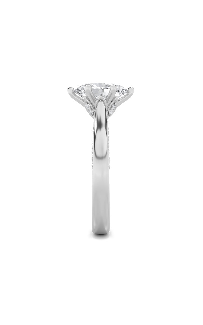2Cttw Oval Shaped Lab Grown Diamond (F/VS) Tulip Motif Accented Engagement Ring in 14K Gold