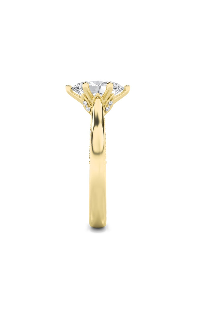 2Cttw Oval Shaped Lab Grown Diamond (F/VS) Tulip Motif Accented Engagement Ring in 14K Gold